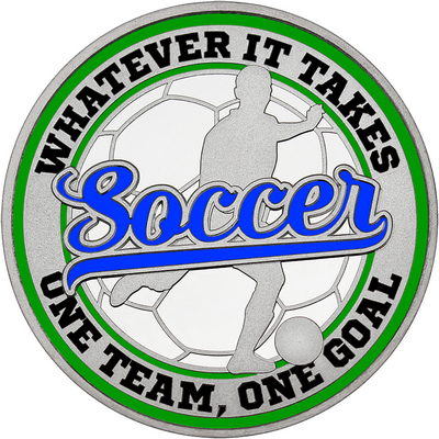 Royal Blue "Soccer" with Green Outer Circular Borders
